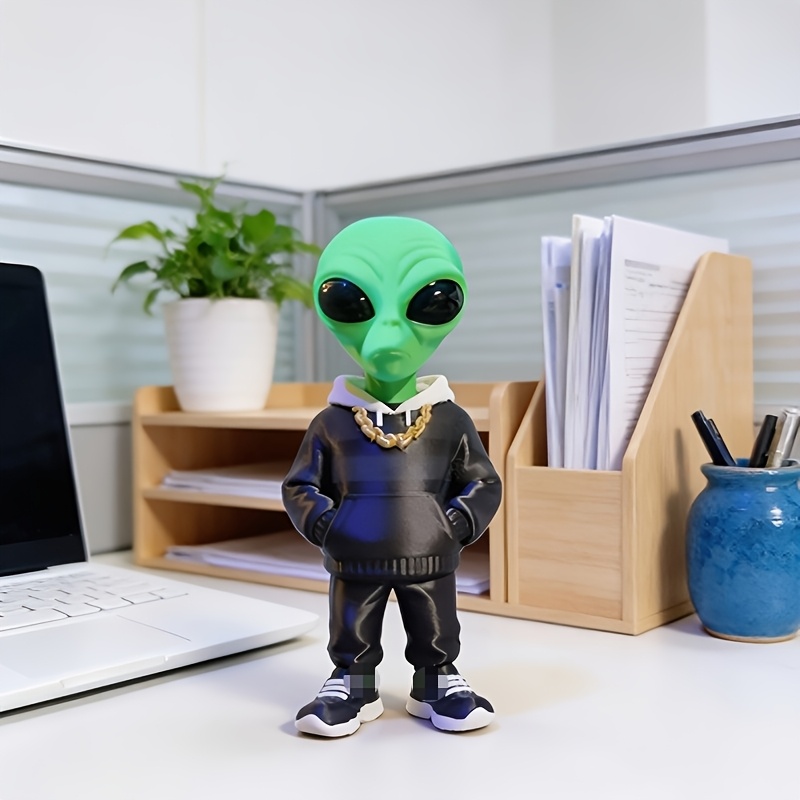 3D Printing Drawing - 1개의 포켓 디자인의 녹색 외계인 피규어,